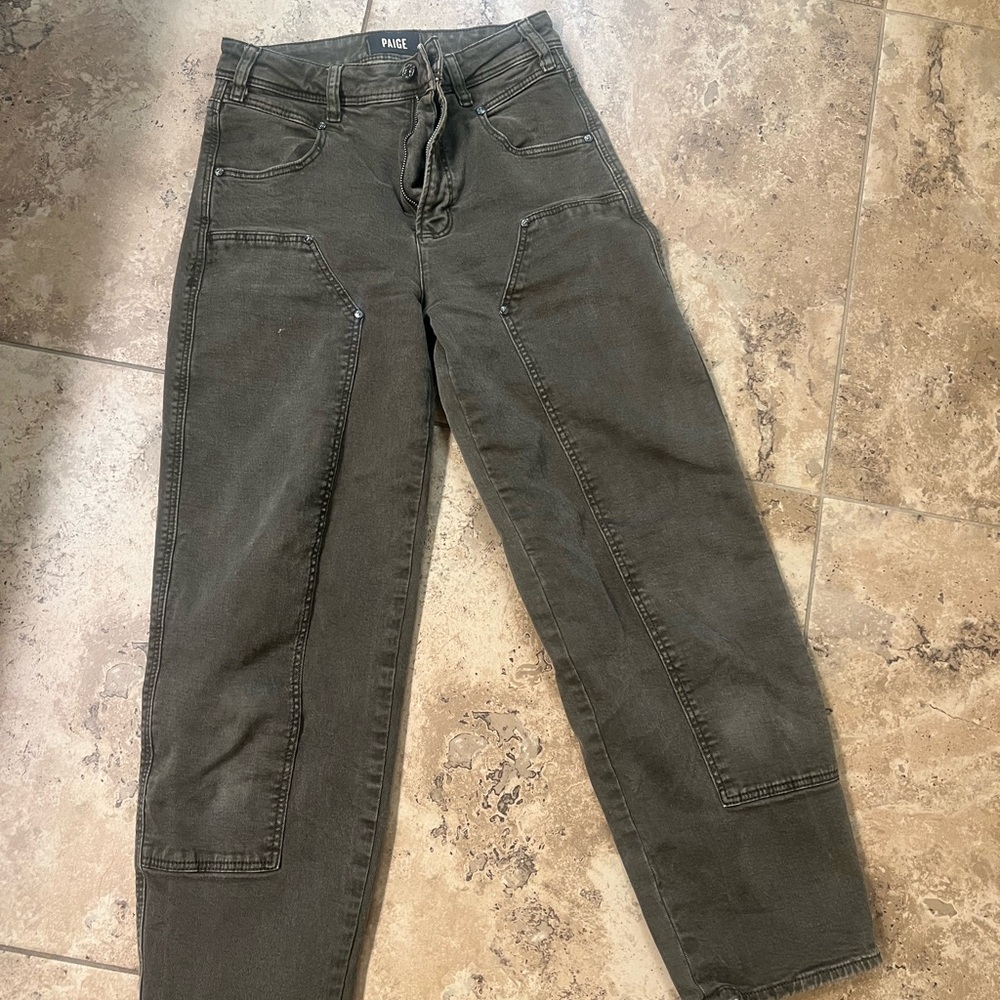 PAIGE Dark Olive Utility Jeans